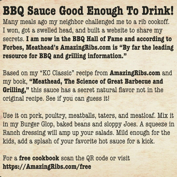 Meathead's Kansas City BBQ Sauce 20 oz - BBQRubs