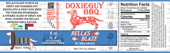 Bella’s Blaze – Sweet & Spicy Finishing BBQ Sauce (12 oz)