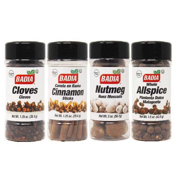 Badia Whole Cloves, Nutmeg, Cinnamon Sticks & Allspice Bundle