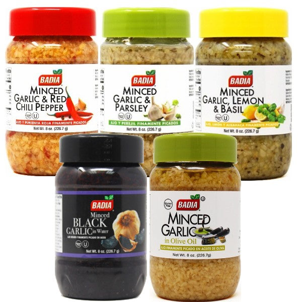 Badia Red Chili, Lemon Basil, Parsley, Black & Olive Oil Minced Garlic Bundle