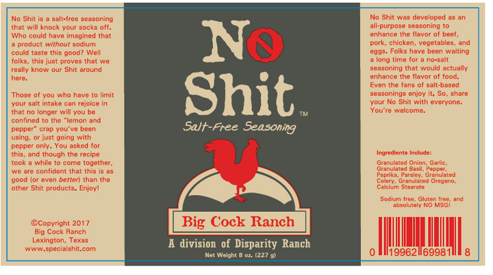No Shit Salt Free Seasoning From Big Cock Ranch