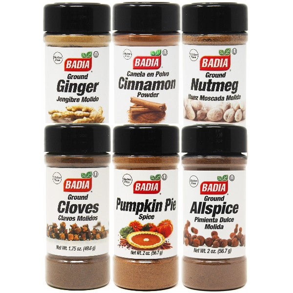 Badia Pumpkin Pie Spice, Cloves, Allspice, Ginger, Cinnamon & Nutmeg Bundle