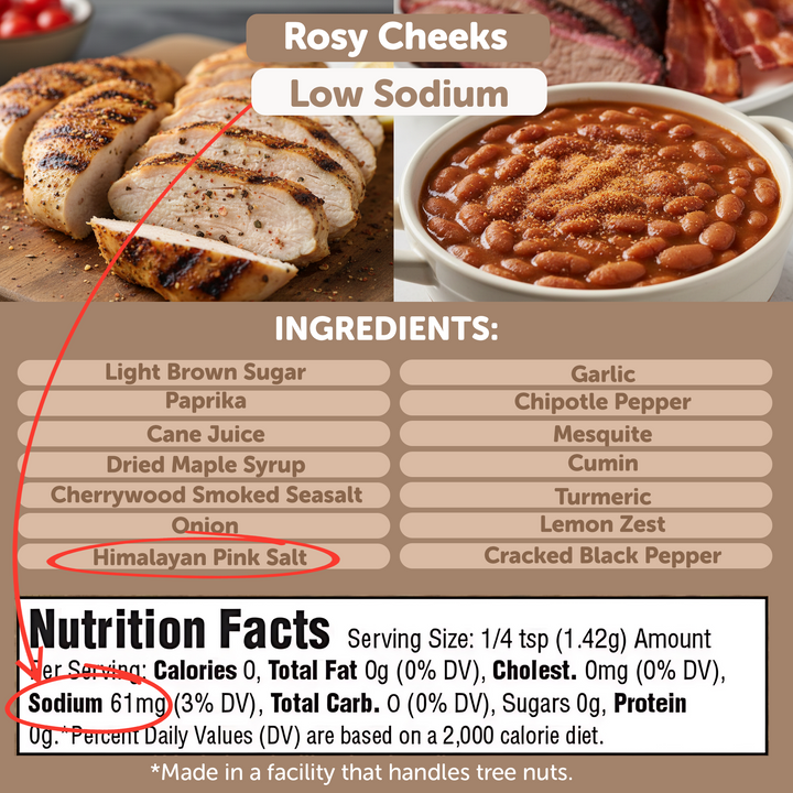Rosy Cheeks Maple Bourbon BBQ Blend – Low Sodium Sweet & Smoky Seasoning