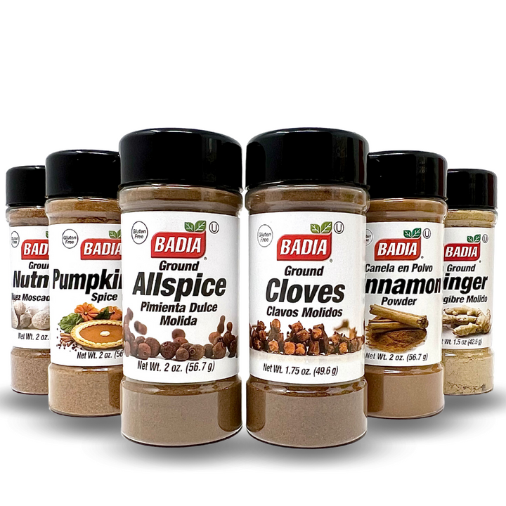 Badia Pumpkin Pie Spice, Cloves, Allspice, Ginger, Cinnamon & Nutmeg Bundle