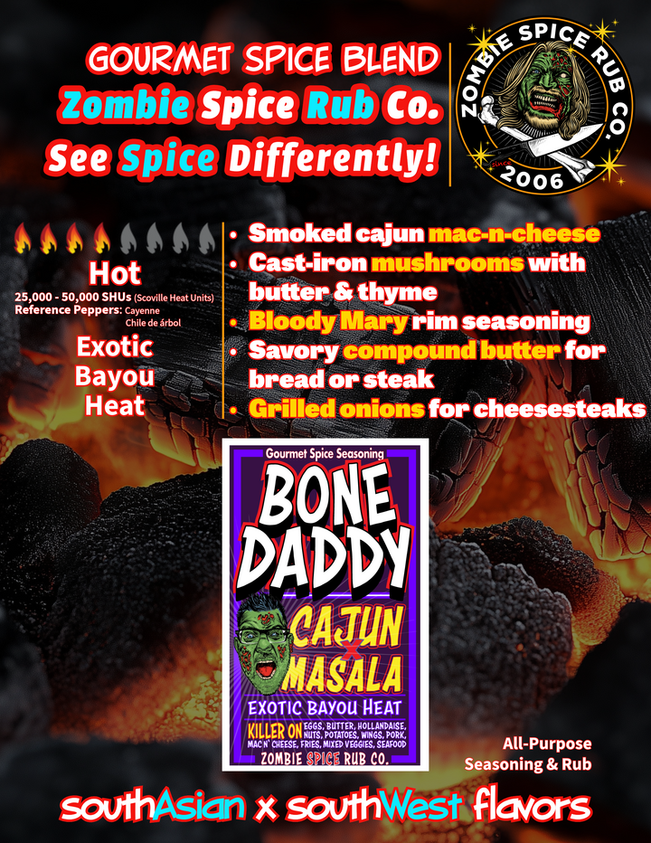Zombie Spice Rub Co. | Bone Daddy | Go Spice Pouch to Get Hooked | Cajun Meets Masala Will Make Holla Yum