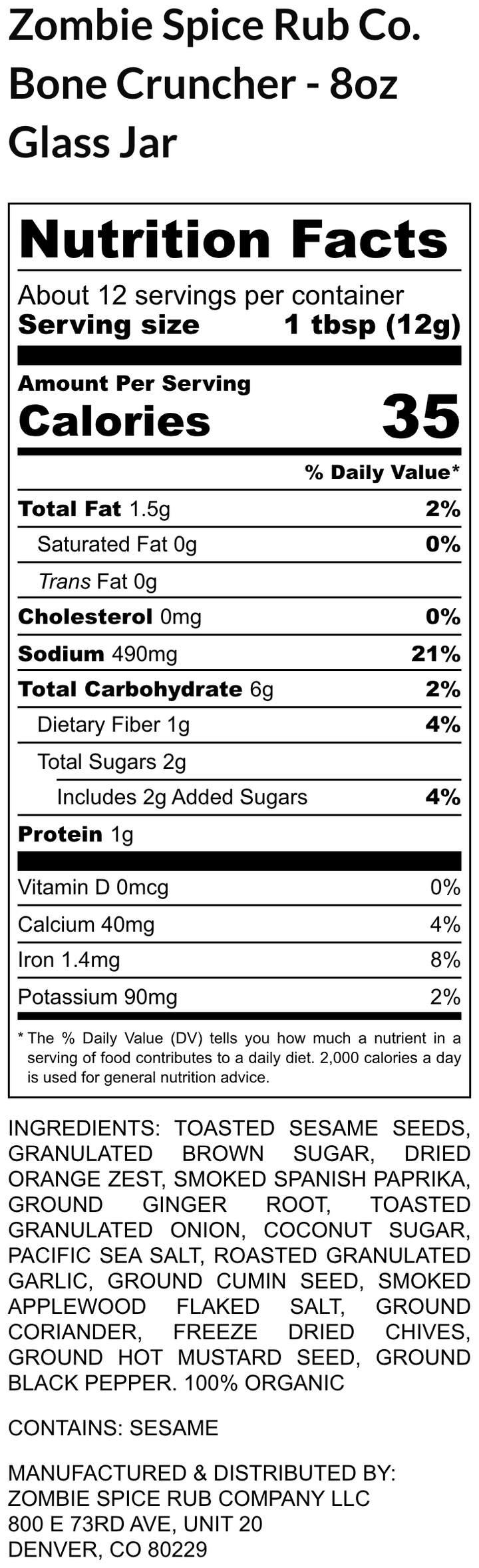 Zombie Spice Rub Co. | Bone Cruncher | Go Spice Pouch to Get Hooked | Sweet & Nutty are Your Friends