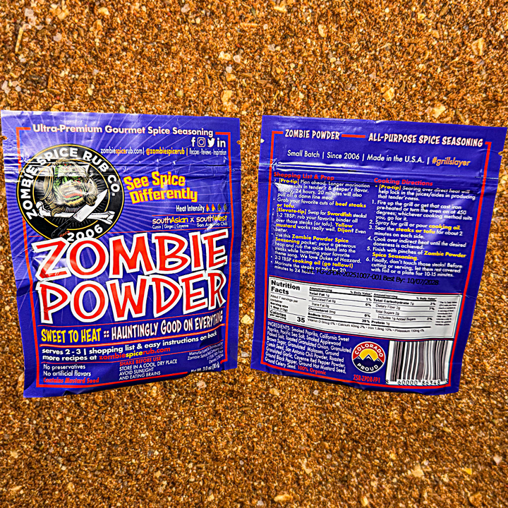 Zombie Spice Rub Co. | Zombie Powder | Go Spice Pouch to Get Hooked | Sweet-to-Heat Flavor That Expands What You Season