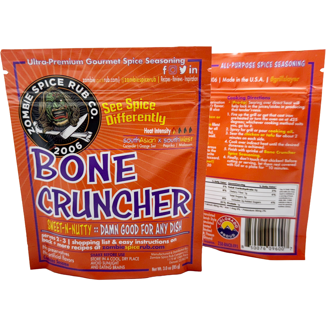Zombie Spice Rub Co. | Bone Cruncher | Go Spice Pouch to Get Hooked | Sweet & Nutty are Your Friends