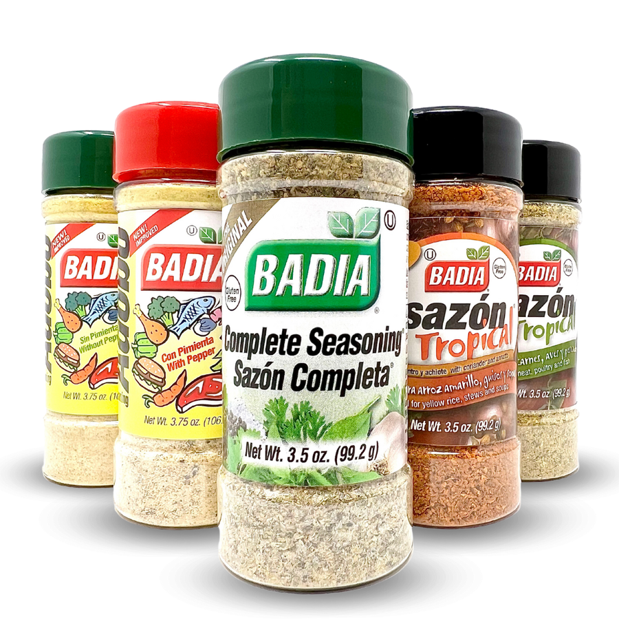 Badia Adobo, Sazón Tropical & Complete Seasoning Sampler Bundle - BBQRubs.com