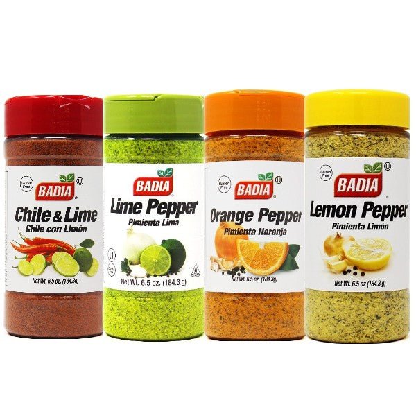 Badia Chile Lime, Lime Pepper, Orange Pepper & Lemon Pepper Hot Wings Bundle - BBQRubs.com