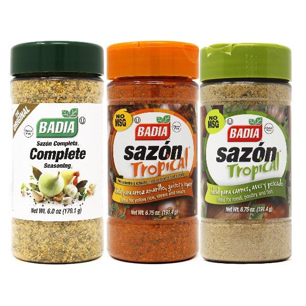 Badia Complete Seasoning, Sazón Tropical & Sazón Tropical with Coriander Annatto Bundle - BBQRubs.com