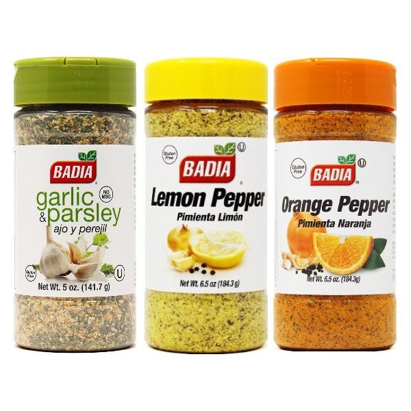 Badia Garlic Parsley, Lemon Pepper & Orange Pepper Bundle - BBQRubs.com