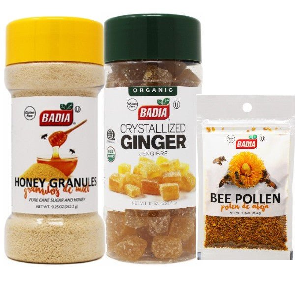 Badia Honey Granules, Crystallized Ginger & Bee Pollen Bundle - BBQRubs.com
