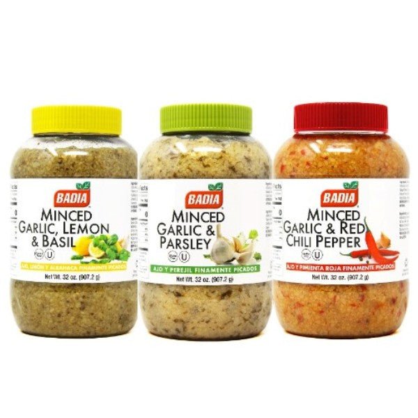 Badia Lemon Basil, Parsley & Red Chili Minced Garlic Bundle - BBQRubs.com