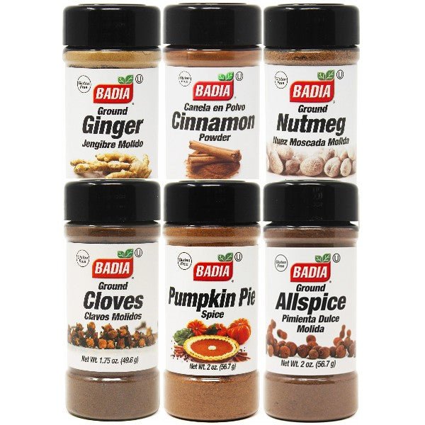 Badia Pumpkin Pie Spice, Cloves, Allspice, Ginger, Cinnamon & Nutmeg Bundle - BBQRubs.com
