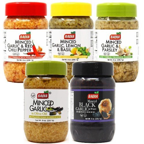 Badia Red Chili, Lemon Basil, Parsley, Black & Olive Oil Minced Garlic Bundle - BBQRubs.com