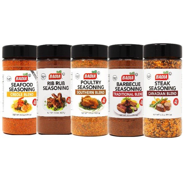 Badia Seafood, Rib Rub, Poultry, Barbecue & Steak Seasoning Bundle - BBQRubs.com