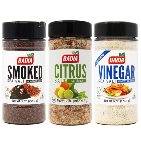 Badia Smoked Sea Salt, Citrus Salt & Vinegar Sea Salt Bundle - BBQRubs.com