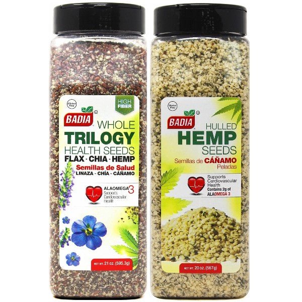 Badia Trilogy Health Seeds & Hulled Hemp Seeds Bundle - BBQRubs.com