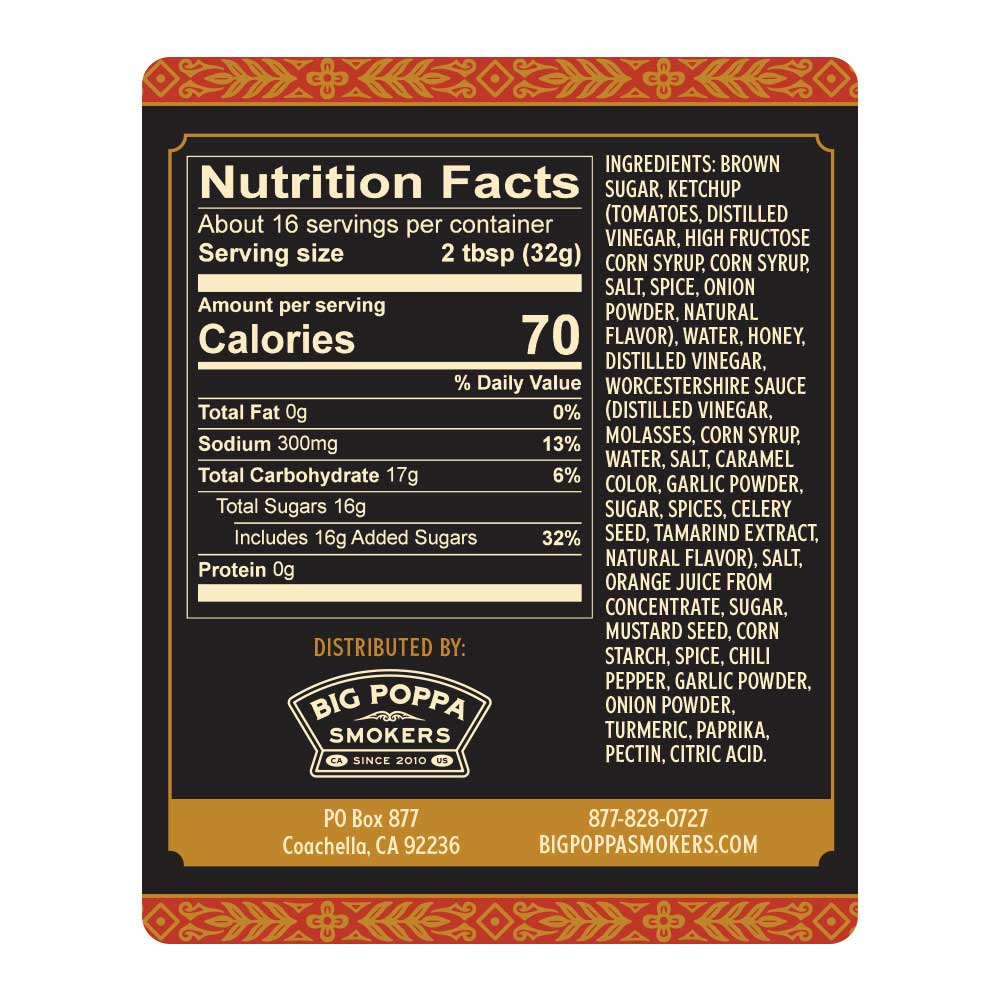 Big Poppa's Granny's BBQ Sauce - 18oz - BBQRubs.com