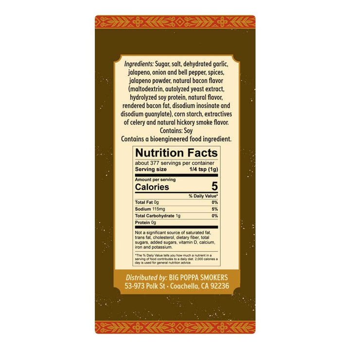 Big Poppa's Jallelujah Jalapeño Bacon Seasoning - 13.3oz - BBQRubs.com