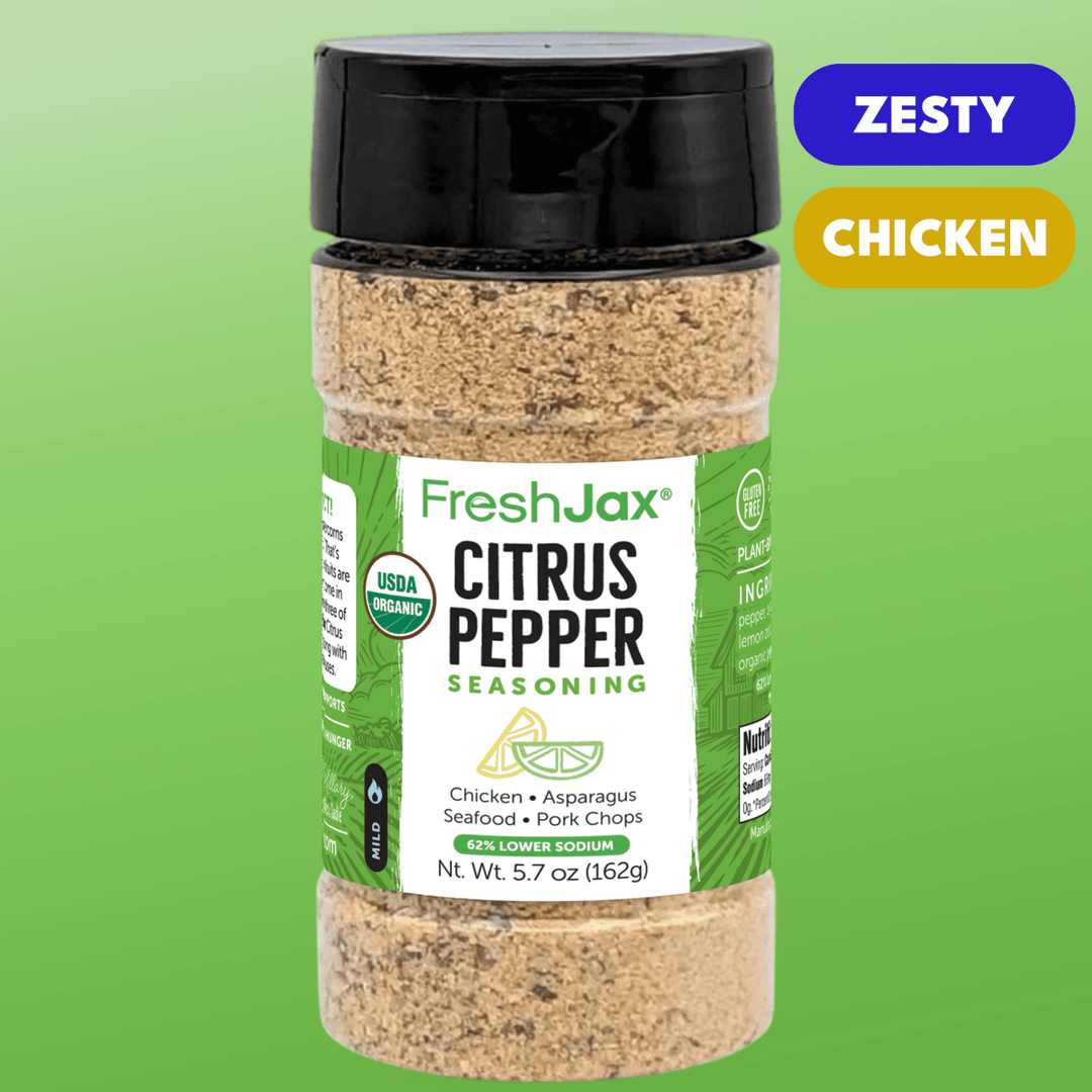 FreshJax Organic Citrus Pepper Seasoning – Low Sodium Lemon & Pepper Blend - BBQRubs.com