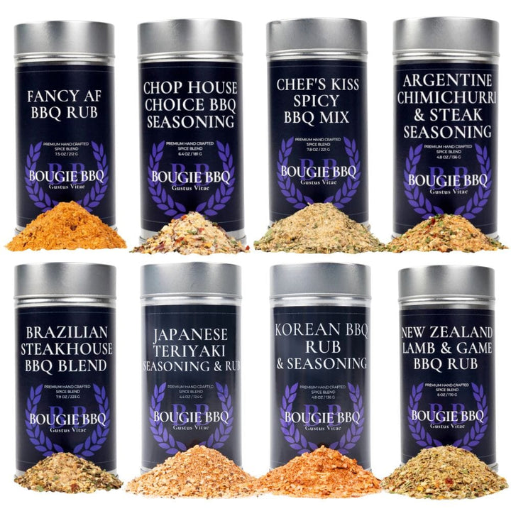 Global Gourmet Bougie BBQ Seasonings | Set of 8 XL Tins