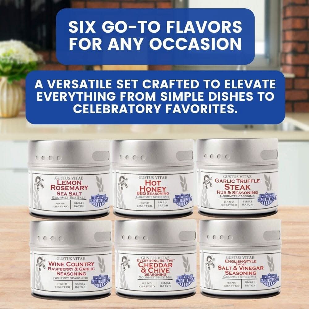 Gourmet Culinary Favorites  | Gift Packaged Seasoning Collection | Set of 6 | Go To Gift For All Occasions