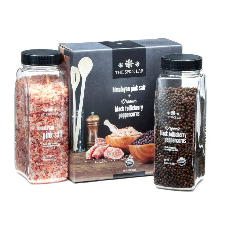 Himalayan Pink Salt Coarse & Organic Black Tellicherry Peppercorns Combo Pack - BBQRubs.com