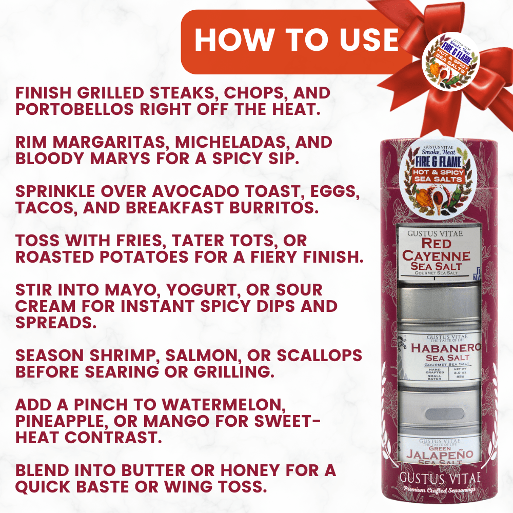 Hot & Spicy Sea Salts: Smoke, Heat, Fire & Flame | Gift Pack Set of 3