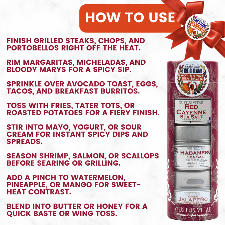 Hot & Spicy Sea Salts: Smoke, Heat, Fire & Flame | Gift Pack Set of 3