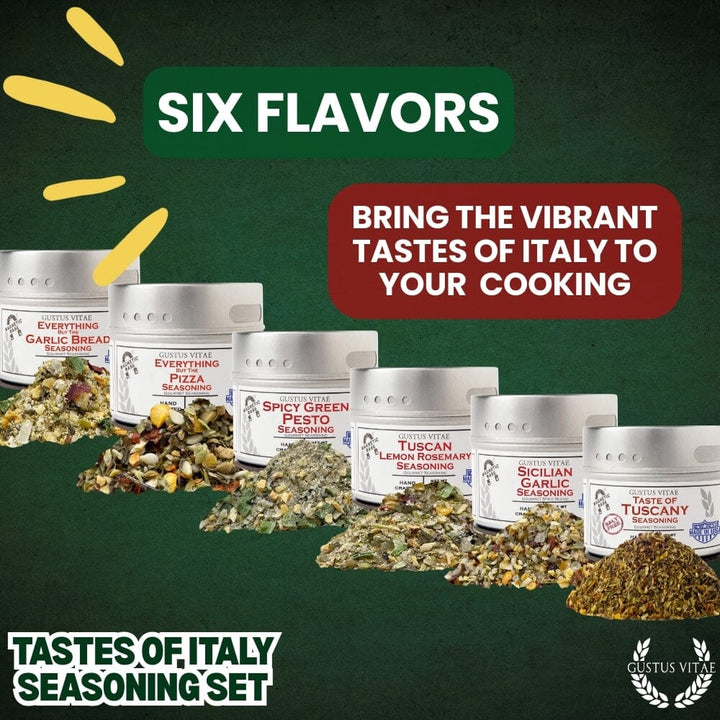 Italian Seasoning Gift Set - Tastes of Italy - Artisanal Spice Blends Six Pack - BBQRubs.com