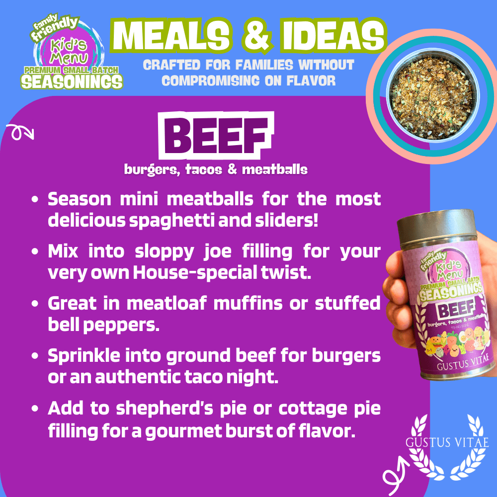 Kid’s Menu: Beef: Burgers, Tacos & Meatballs Seasoning - BBQRubs.com