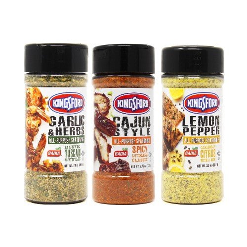 Kingsford Garlic Herbs, Lemon Pepper & Cajun Seasoning Bundle - BBQRubs.com