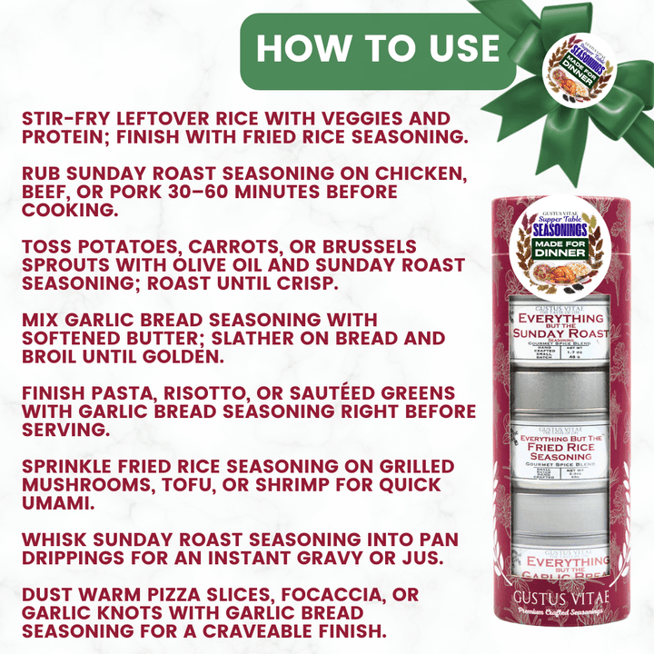 Made for Dinner: Supper Table Seasonings | Gift Pack Set of 3 - BBQRubs.com