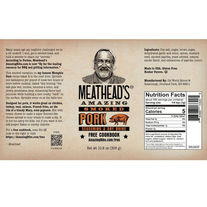 Meathead's Amazing Smoked Pork Seasoning & Dry Brine 10.8 oz - BBQRubs