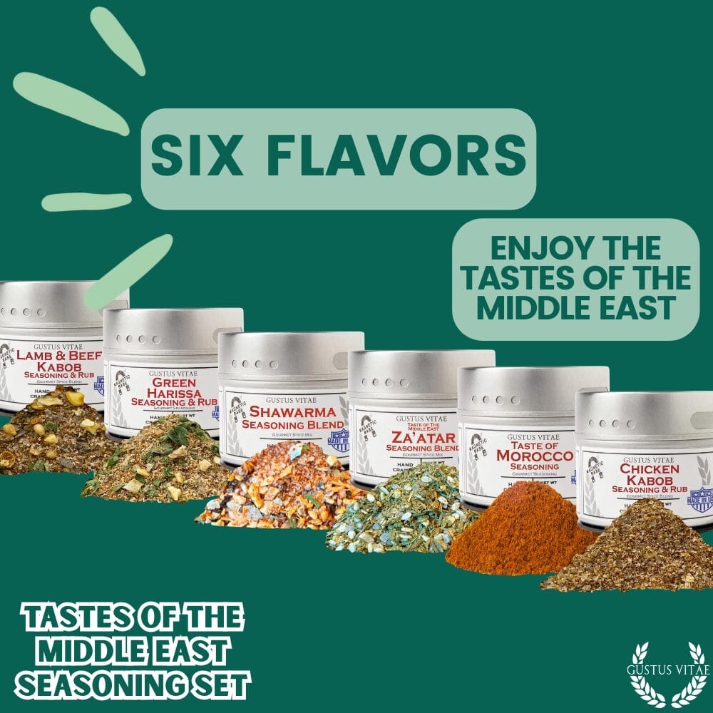 Middle Eastern Seasoning Gift Set - Tastes of The Middle East - Artisanal Spice Blends Six Pack - BBQRubs.com