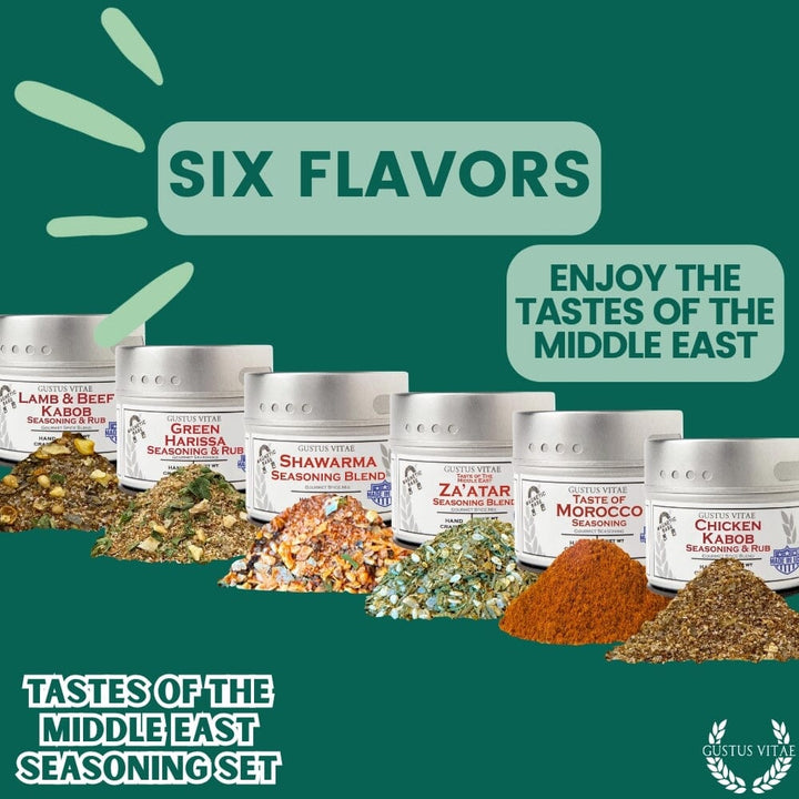 Middle Eastern Seasoning Gift Set - Tastes of The Middle East - Artisanal Spice Blends Six Pack - BBQRubs.com