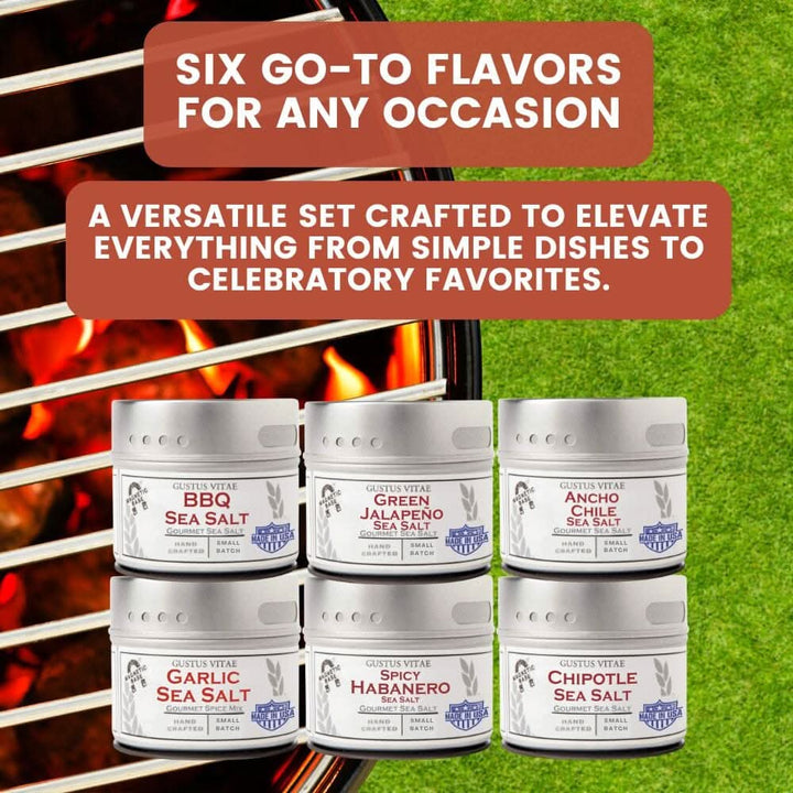 Pro Series BBQ & Grilling Sea Salts Gift Box | Gift Packaged Sea Salts Collection | Set of 6