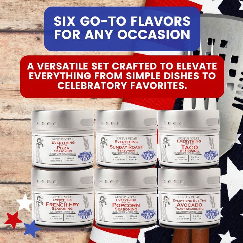 Snack Time Celebrations: Made in the USA Signature Spices | Gift Packaged Seasoning Collection | Set of 6