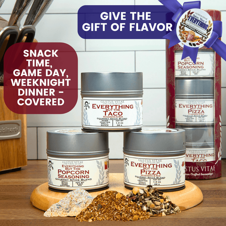 Spice, Nice & Everything Seasonings: Taco, Pizza, Popcorn | Gift Pack Set of 3