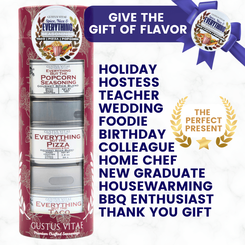 Spice, Nice & Everything Seasonings: Taco, Pizza, Popcorn | Gift Pack Set of 3