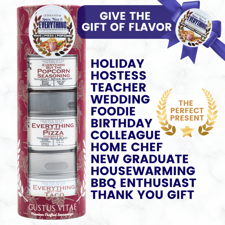 Spice, Nice & Everything Seasonings: Taco, Pizza, Popcorn | Gift Pack Set of 3