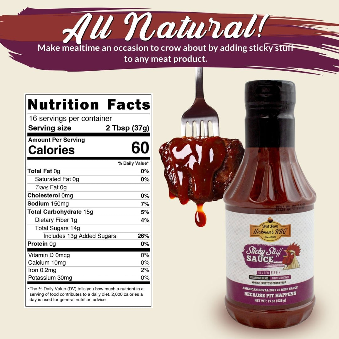 Sticky Stuff Gluten Free Natural BBQ Sauce 19 oz - Pack of 2 - BBQRubs.com