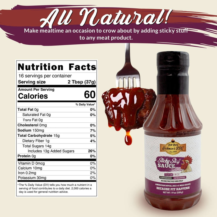 Sticky Stuff Gluten Free Natural BBQ Sauce 19 oz - Pack of 2 - BBQRubs.com