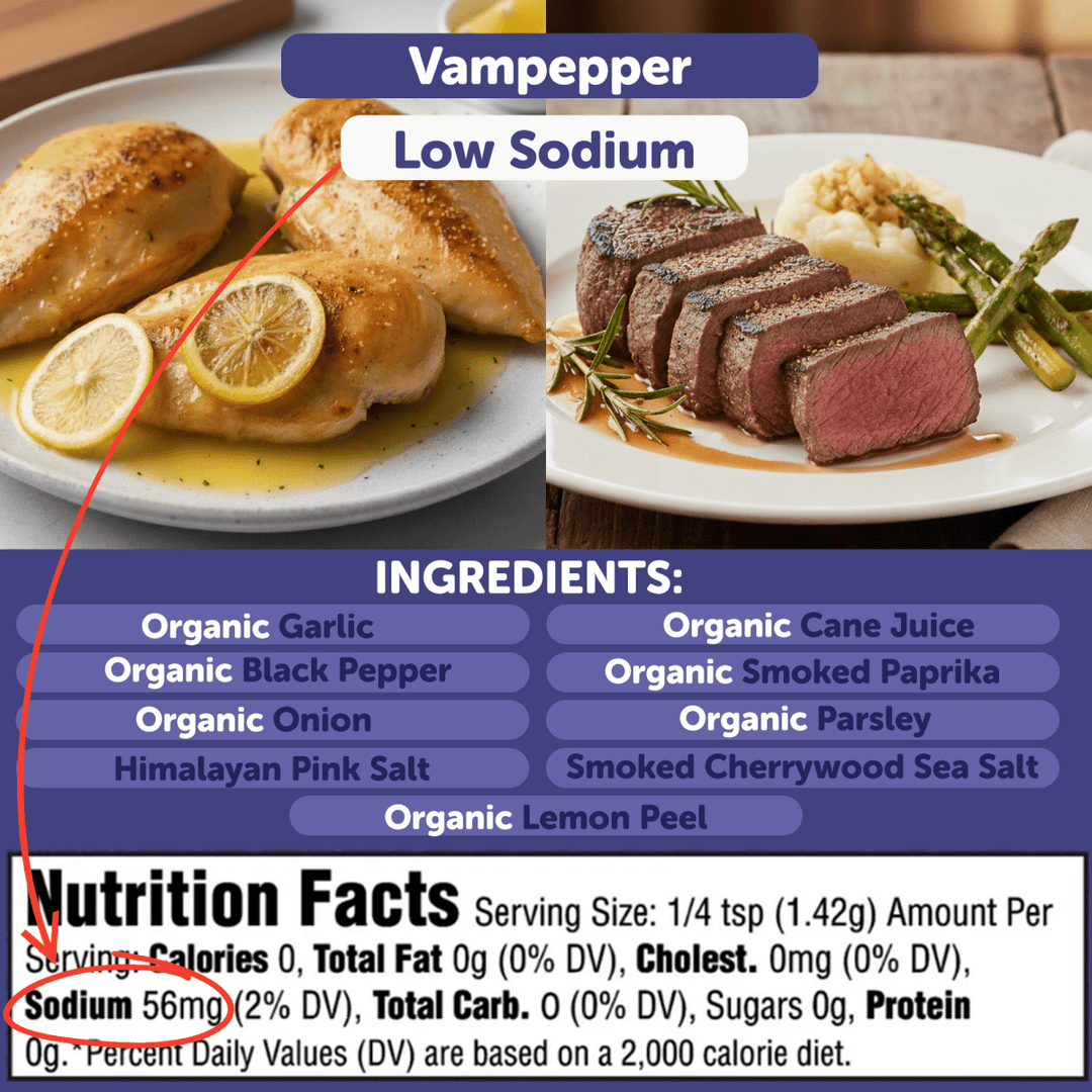 VamPepper® Garlic Pepper Blend – Low Sodium Bold & Smoky Garlic Seasoning - BBQRubs.com