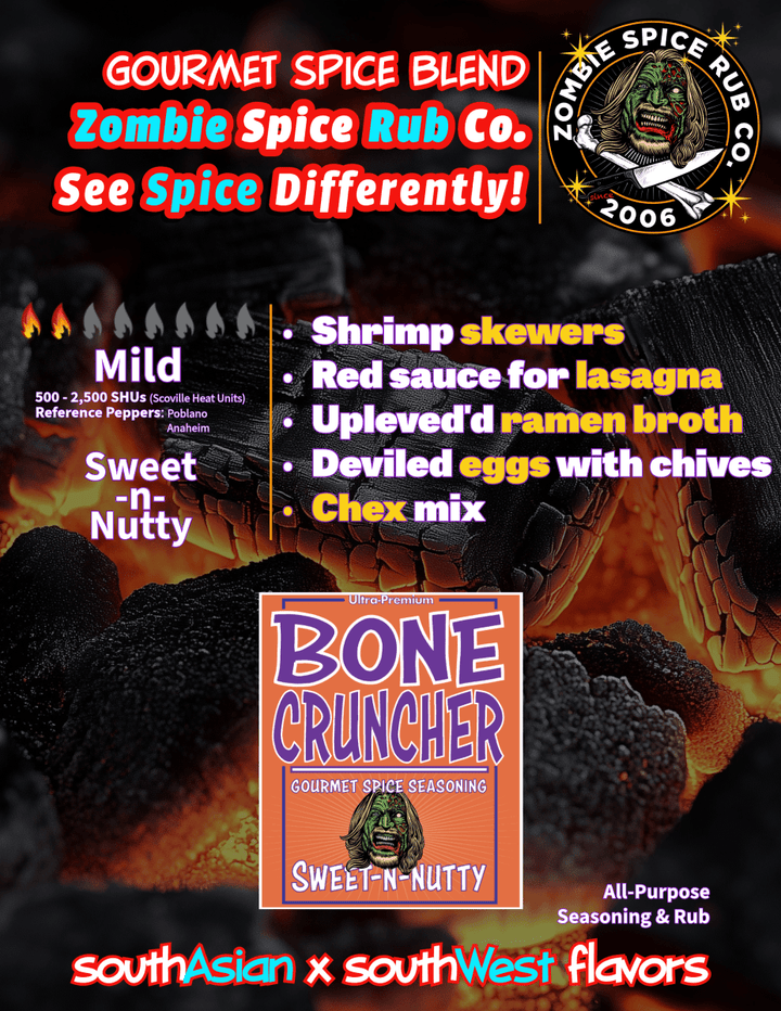 Zombie Spice Rub Co. | Bone Cruncher | Go Spice Pouch to Get Hooked | Sweet & Nutty are Your Friends - BBQRubs.com