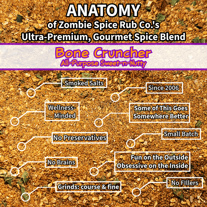Zombie Spice Rub Co. | Bone Cruncher | Go Spice Pouch to Get Hooked | Sweet & Nutty are Your Friends - BBQRubs.com