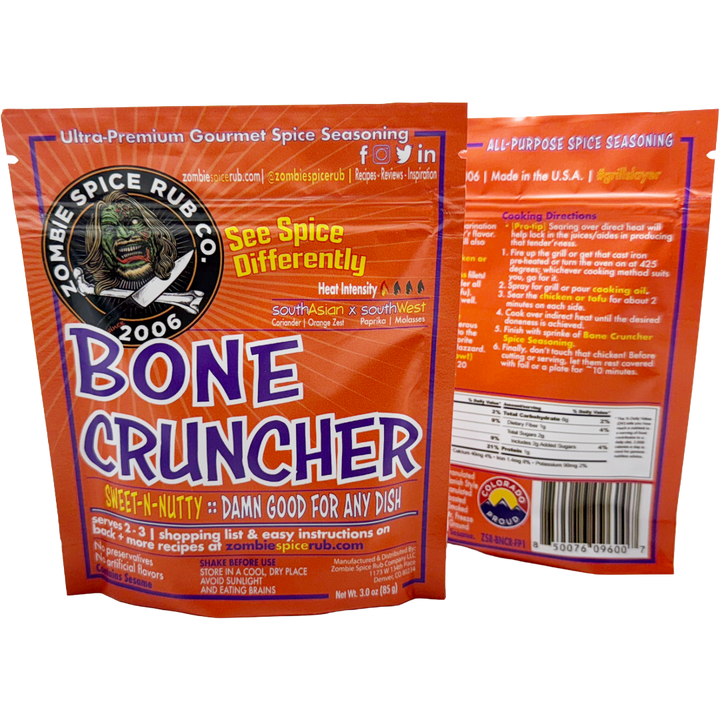 Zombie Spice Rub Co. | Bone Cruncher | Go Spice Pouch to Get Hooked | Sweet & Nutty are Your Friends - BBQRubs.com