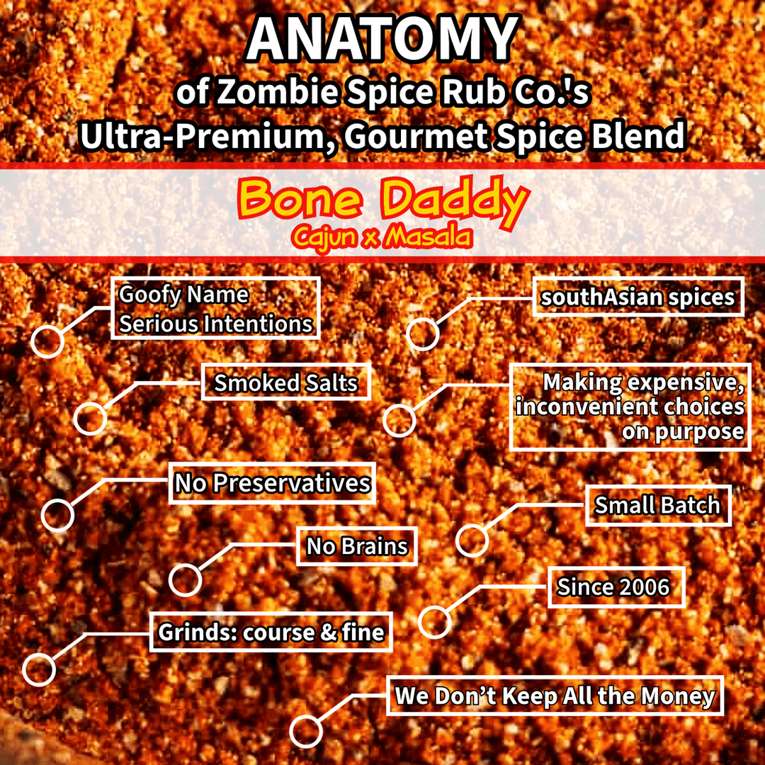Zombie Spice Rub Co. | Bone Daddy | Go Spice Pouch to Get Hooked | Cajun Meets Masala Will Make Holla Yum - BBQRubs.com